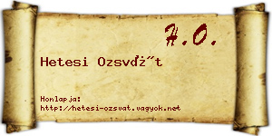 Hetesi Ozsvát névjegykártya